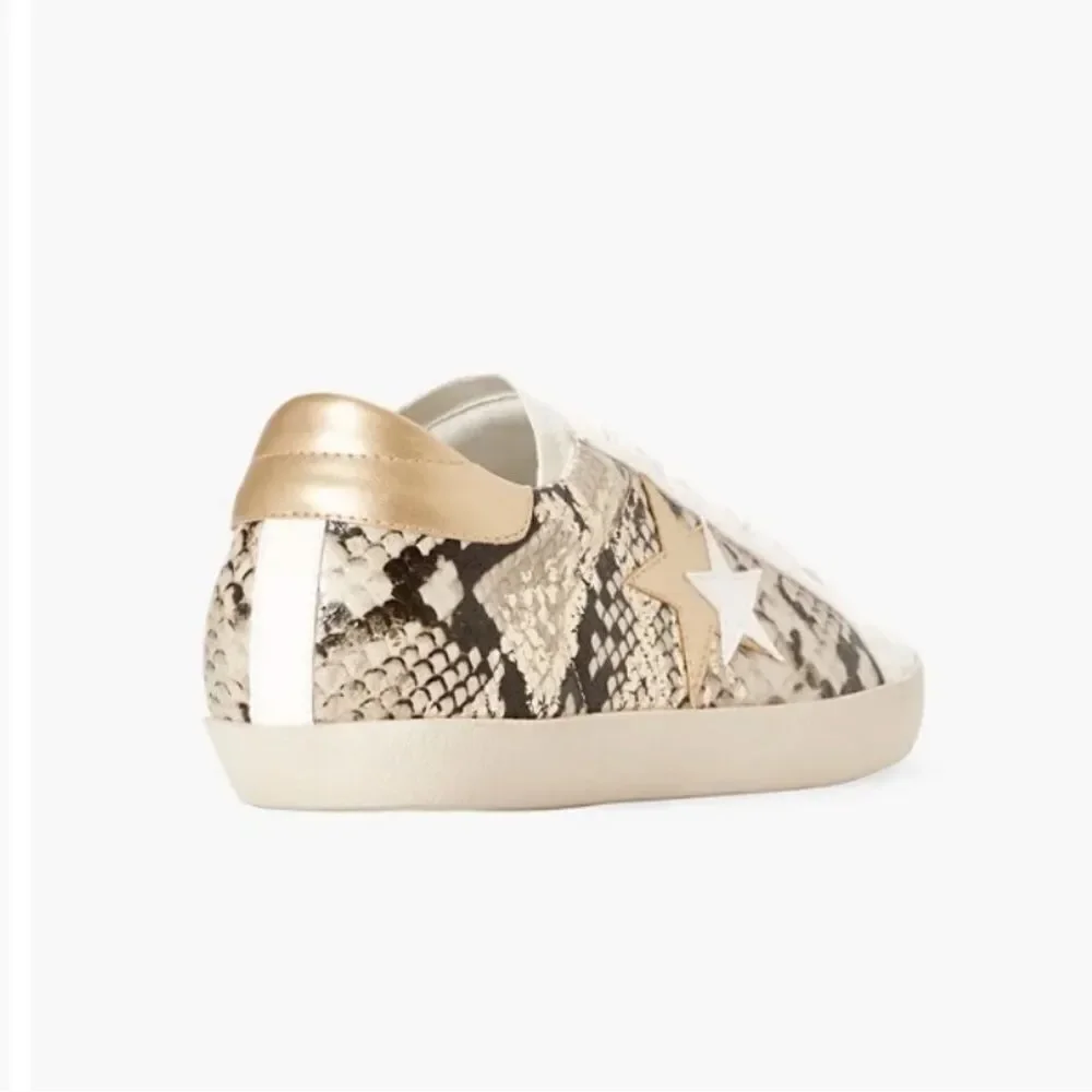 Justfab Zaylee Snakeskin Sneakers Goldsnake‎ 6 Nwt in packaging